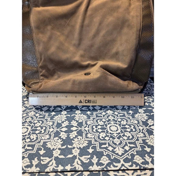 David Jones Paris Taupe Faux Leather Snakeskin Accent Hobo Shoulder Bag - Picture 10 of 13